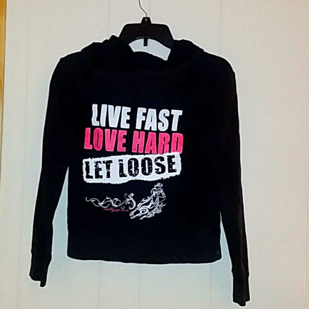 Black zip-up hooded sweatshirt SM